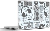 Laptop sticker - 14 inch - DJ - Koptelefoon - Vintage - Tekening - Design - 32x5x23x5cm - Laptopstickers - Laptop skin - Cover