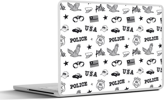Sticker ordinateur portable - 15,6 pouces - Police - Amérique - Menottes -  Motif