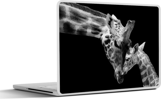 Laptop sticker - 17.3 inch - Giraffe - Wilde dieren - Portret - Zwart ...