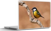 Laptop sticker - 10.1 inch - Vogel - Koolmees - Takken - 25x18cm - Laptopstickers - Laptop skin - Cover