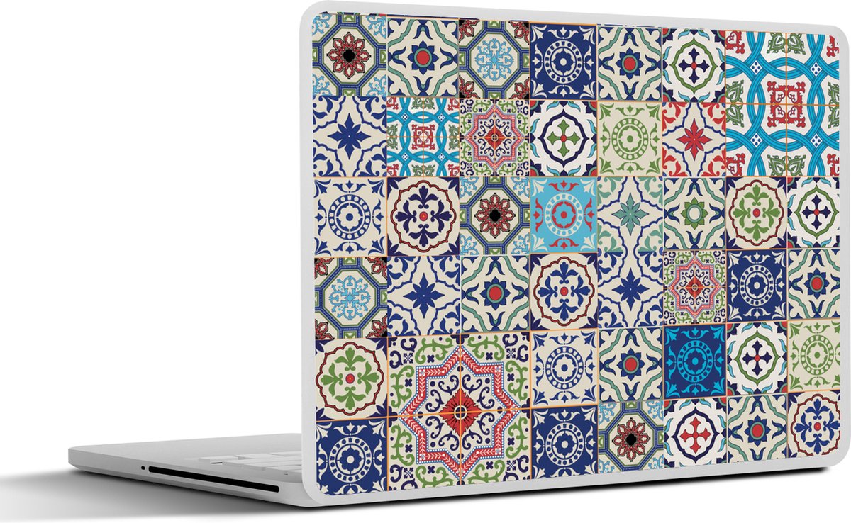 Laptop sticker - 12.3 inch - Bloemen - Patronen - Groen - Blauw - 30x22cm - Laptopstickers - Laptop skin - Cover