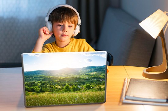 Autocollant pour ordinateur portable - 12,3 pouces - Forêt - Paysage - Soleil - Nature - Lever du soleil - 30x22cm - Autocollants pour ordinateur portable - Skin pour ordinateur portable - Housse