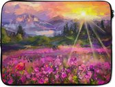Housse ordinateur portable 17 pouces - Peinture - Peinture à l'huile - Fleurs - Nature - Soleil - Housse ordinateur portable - Dimensions intérieures 42,5x30 cm