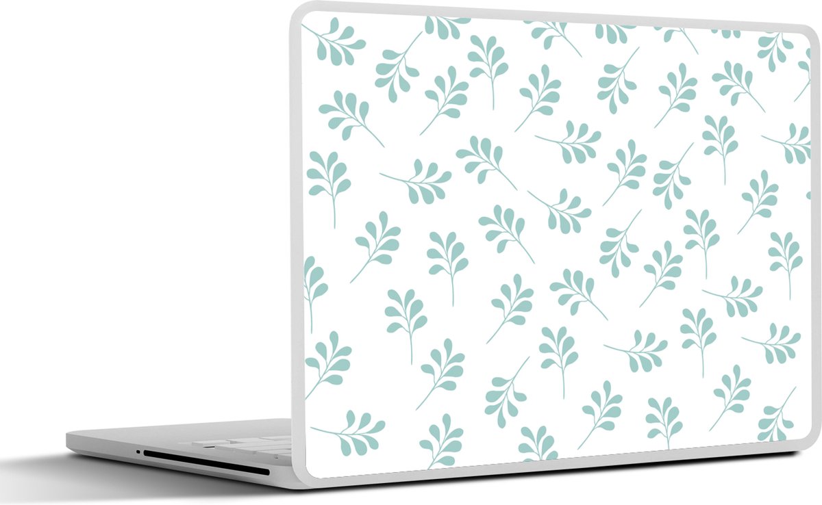 Laptop sticker - 12.3 inch - Bladeren - Patroon - Blauw - 30x22cm - Laptopstickers - Laptop skin - Cover