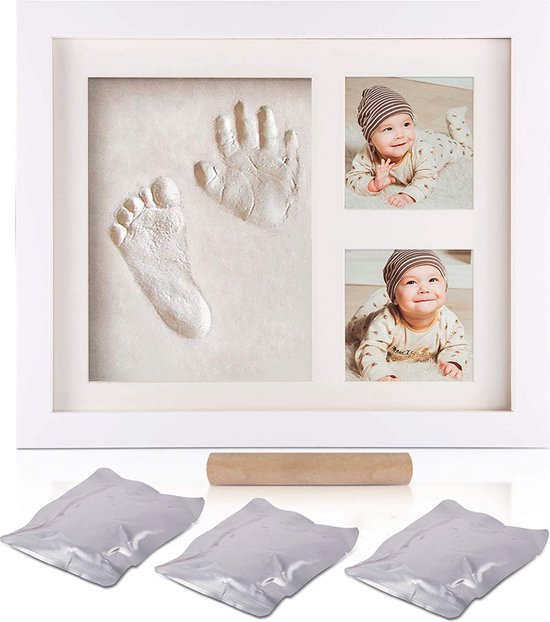 Cadre Photo Empreinte Bébé Baby Art – Kit Avec Plâtre Pour Empreintes De Mains/pieds Et Photo, Bois