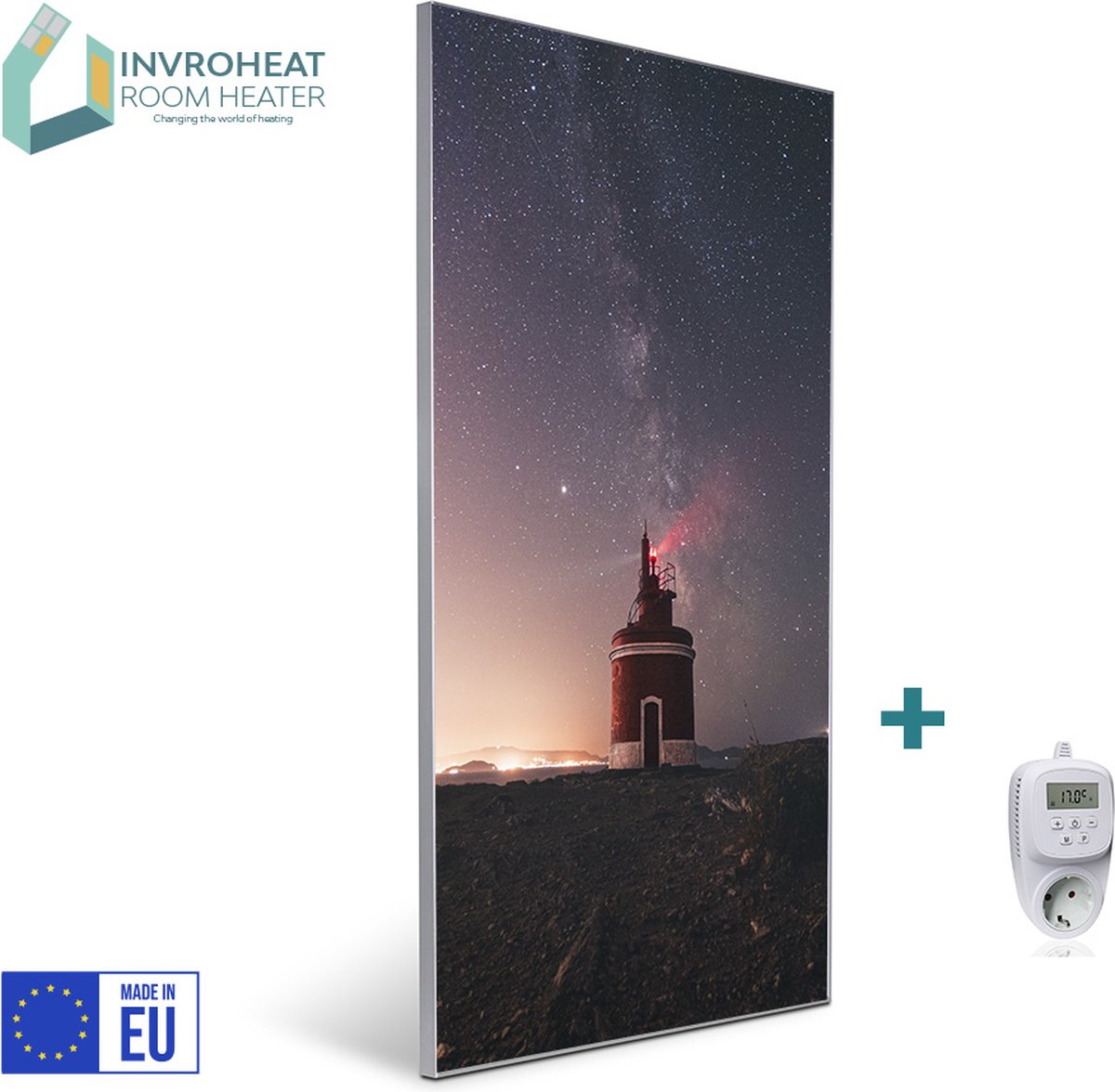 Invroheat infrarood verwarmingspaneel Lighthouse - 800W - 61x91.5cm - Duurzaam, zeer energie efficiënt en warmt snel op - afbeelding verwisselbaar - met thermostaat