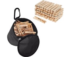 Sorex Wasknijpers zak - met karabijn ophanghaak - 144x wasknijpers - van hout