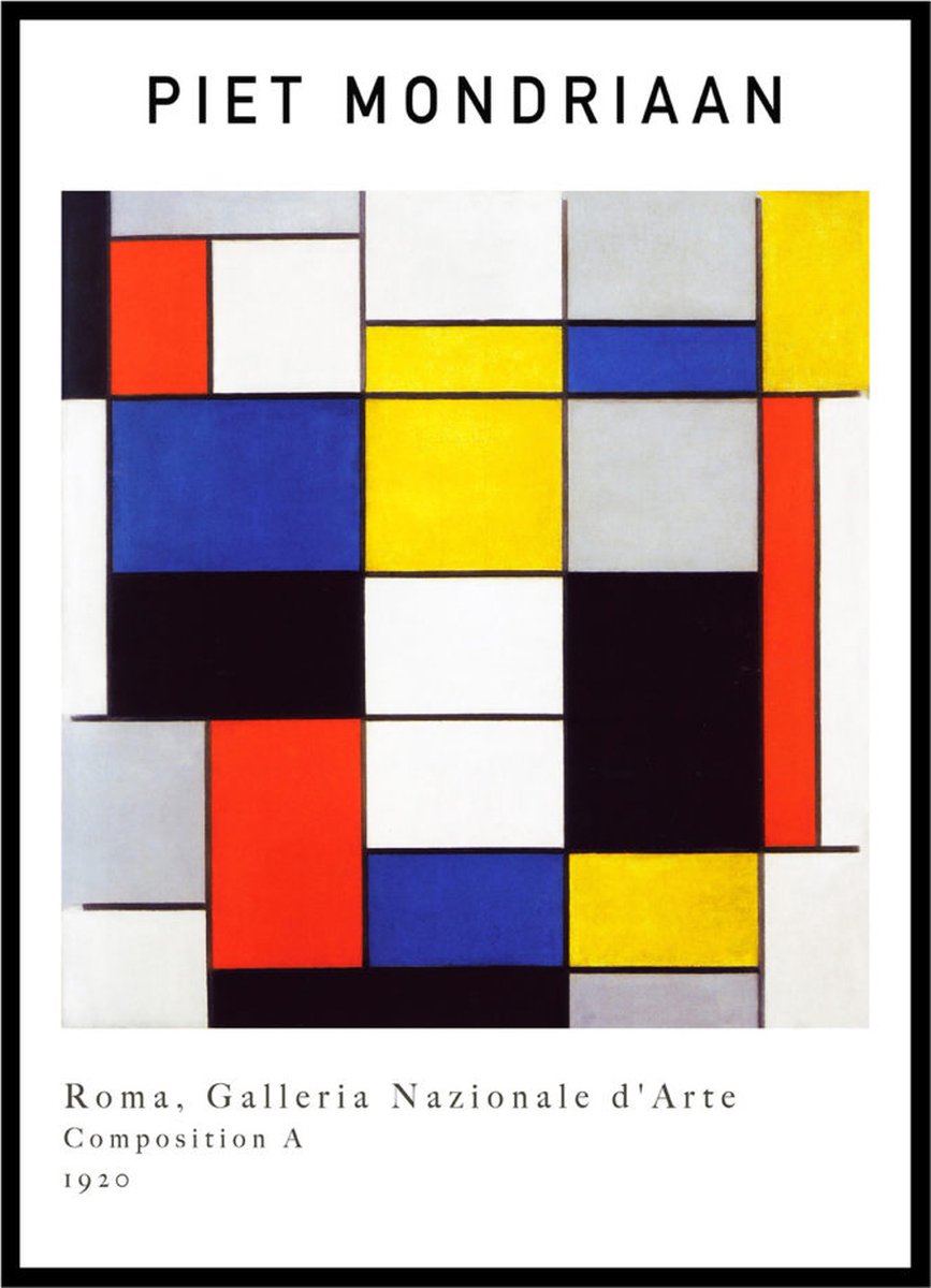 Esque Poster Piet Mondriaan - Large 30x40 - Compositie A - Abstracte Kunst - Kubisme Losse Poster