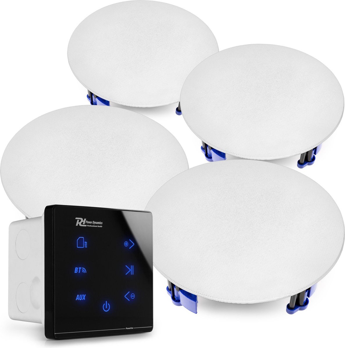 Inbouw versterker met 4 plafondspeakers - Power Dynamics Powerline A100BSet