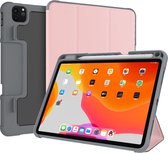 Mobigear Tablethoes geschikt voor Apple iPad Pro 11 Inch (2022) Hoes | Mobigear Tri-Fold Tough Bookcase + Stylus Houder - Zwart /Roségoud | Zwart,roségoud