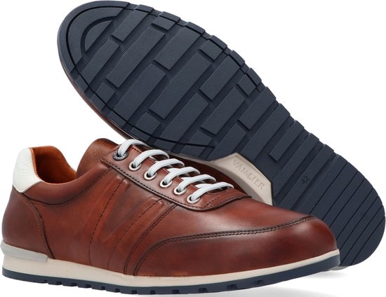 Van Lier Anzano Lage sneakers - Leren Sneaker - Heren - Cognac - Maat 45 |  bol.com