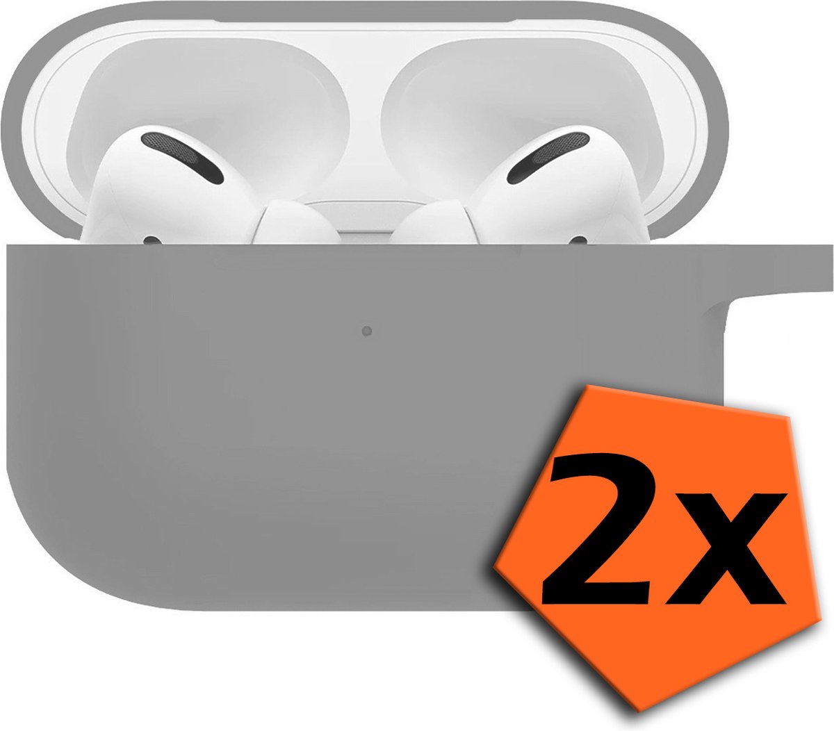 Hoesje Geschikt voor Airpods Pro Hoesje Siliconen Case Hoes - Hoesje Geschikt voor Apple Airpods Pro Case - Grijs - 2 PACK