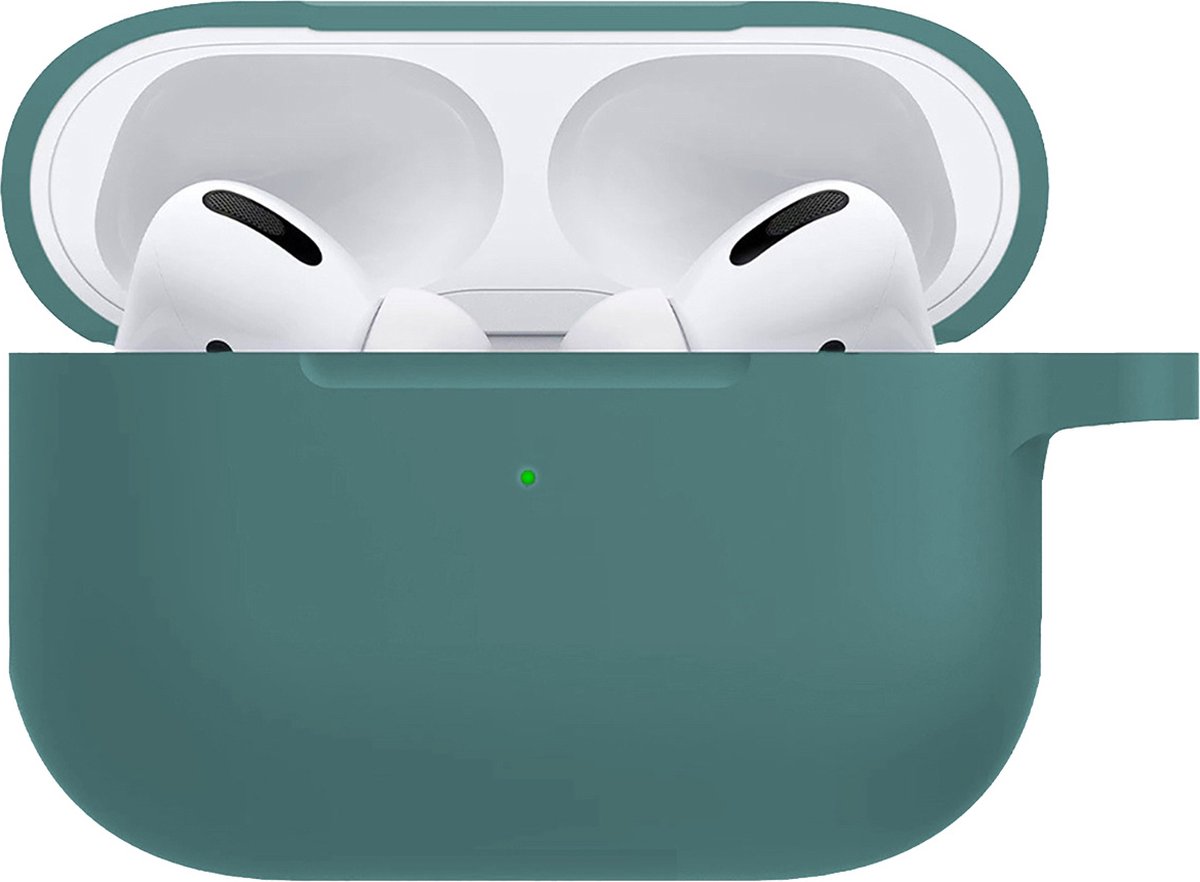 Hoesje Geschikt voor Airpods Pro Hoesje Siliconen Case Hoes - Hoesje Geschikt voor Apple Airpods Pro Case - Midnight Green