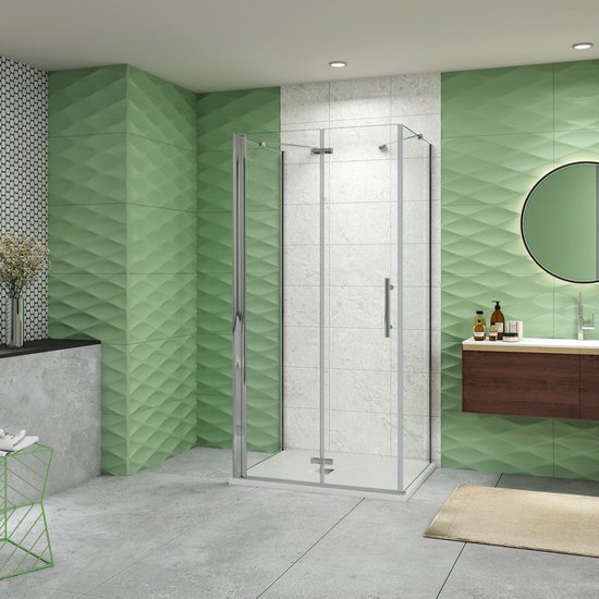 70x80x80cm Douchecabine vouwdeur met Twee Zijwanden,Aluminium