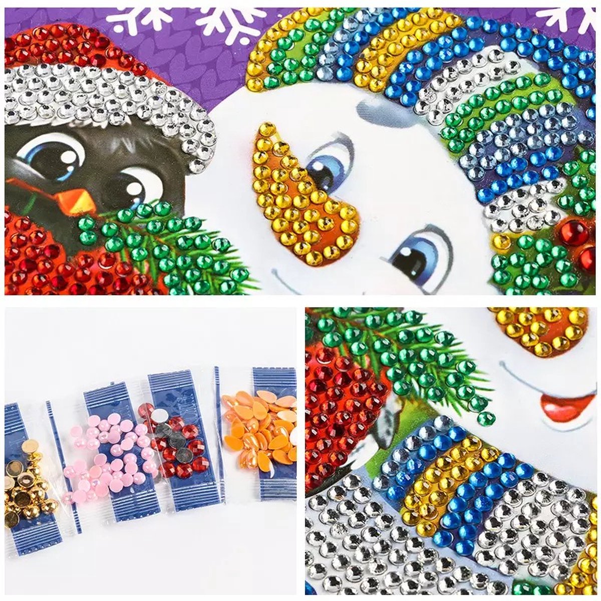 Huntex Diamond Painting Kerstkaarten - 8 Stuks 13x18cm - Complete Set — afbeelding 2