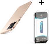Shieldcase Ultra thin case geschikt voor Apple iPhone 12 / 12 Pro - 6.1 inch - goud + glazen Screen Protector