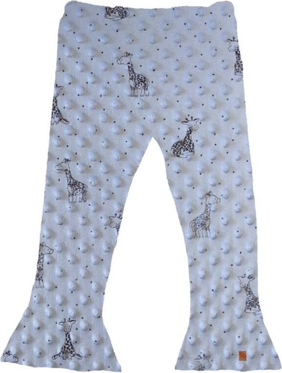Pantalon flare minky girafe bleu