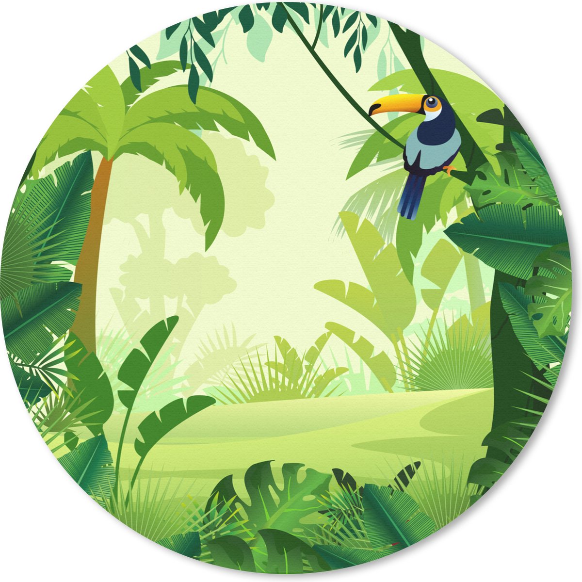 Muismat rond 30x30 cm - Mousepad Jungle - Toekan - Vogel - Jongens - Meisjes - Kind - Ronde muismatten