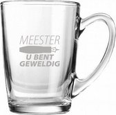 Gegraveerde theeglas 32cl Meester u bent geweldig