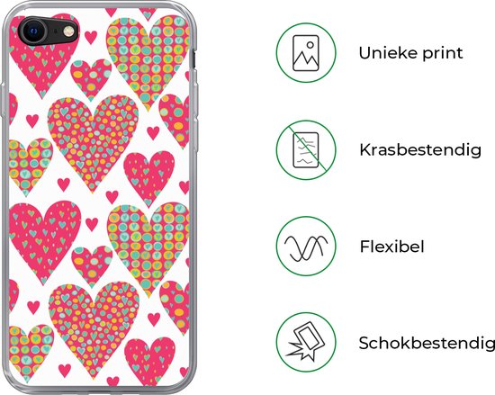 Coque iPhone SE 2020 - Fille - Coeur - Amour - Motifs - Coque de téléphone en Siliconen -