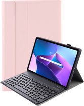 Hoes Geschikt voor Lenovo Tab M10 Plus 3rd Gen Hoes Toetsenbord Hoesje Keyboard Case Cover - Hoesje Geschikt voor Lenovo Tab M10 Plus (3e Gen) Hoes Toetsenbord Case - Rosé goud