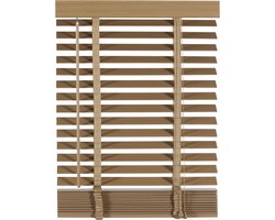 Houten Jaloezie Naturel - 80x210 cm (BxH) - Raamdecoratie - Lamelbreedte 50 mm - inc. Bedieningskoord en Draaistang - Eenvoudig op maat make