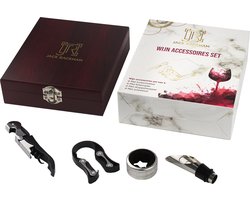 Wijnset - Wijn Accessoires - Geschenkset - Kurkentrekker - Druppelstopper - Wijnopener - Foliesnijder - Jack Rackham