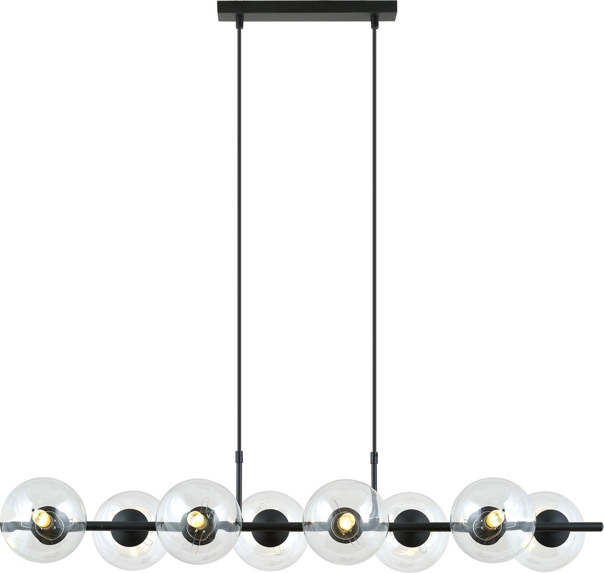 Emibig - Hanglamp Rory 8 Zwart/Transparant 115 cm
