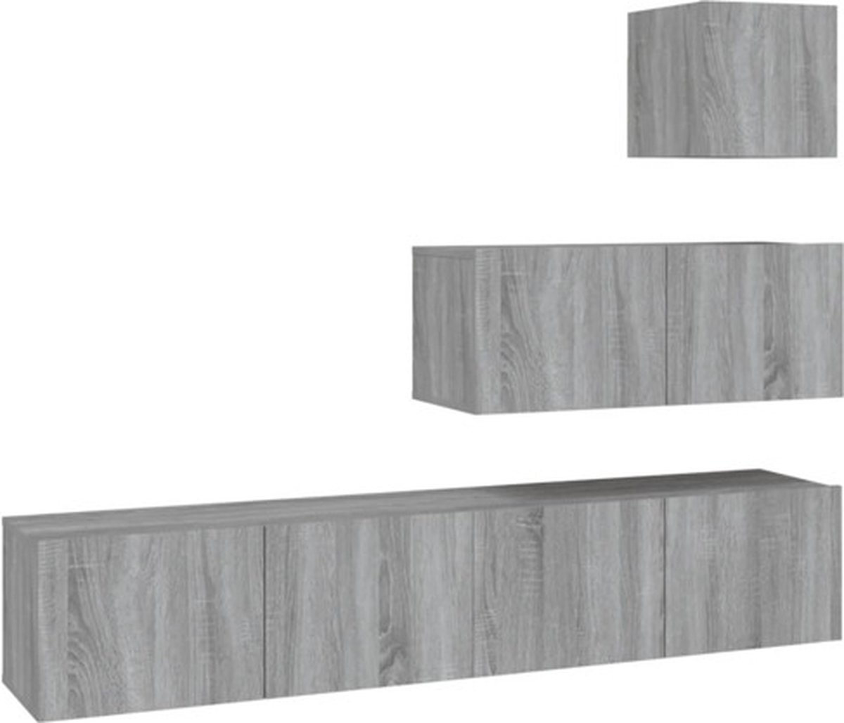 vidaXL - 4-delige - Tv-meubelset - bewerkt - hout - grijs - sonoma - eikenkleurig
