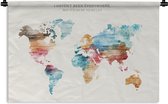 Wandkleed Eigen Wereldkaarten - Wereldkaart - Spreuk - Kleur - Wandkleed katoen 120x80 cm - Wandtapijt met foto