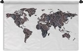 Wandkleed Eigen Wereldkaarten - Wereldkaart Zwart Roze Wandkleed katoen 150x100 cm - Wandtapijt met foto