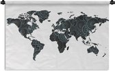 Wandkleed Eigen Wereldkaarten - Wereldkaart zwart blauw Wandkleed katoen 150x100 cm - Wandtapijt met foto