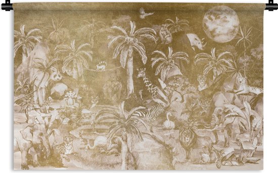 Tapisserie - Tissu mural - Jungle - Or - Enfants - 90x60 cm - Tapisserie