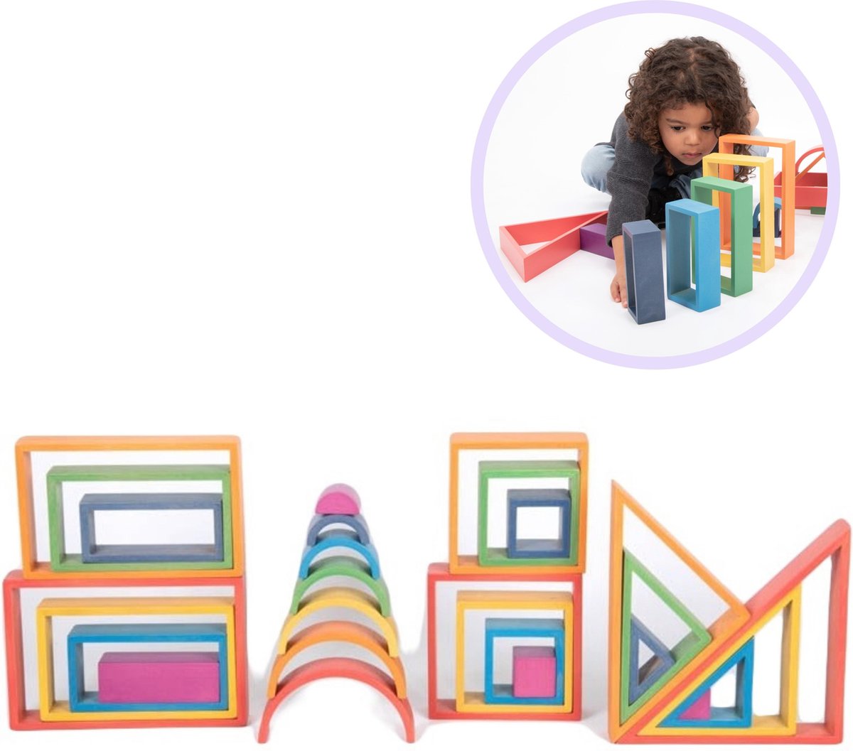 tickit® Regenboog Houten Vormen Set - 28 stuks