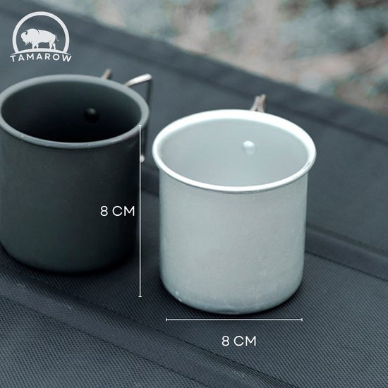 Ensemble de tasses de camping en acier inoxydable Tamarow - Tasse Set - Tasses de camping extensibles - Argent - Set de 2