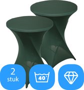 Statafelrok Donker Groen x 2 – ∅80-85 x 110 cm – Stretch 2 stuks – Tafelrok voor Statafel – Geschikt voor Horeca Evenementen | Sta Tafel Hoes | Staantafelhoes | Cocktailparty | Trouwerij | FDWB