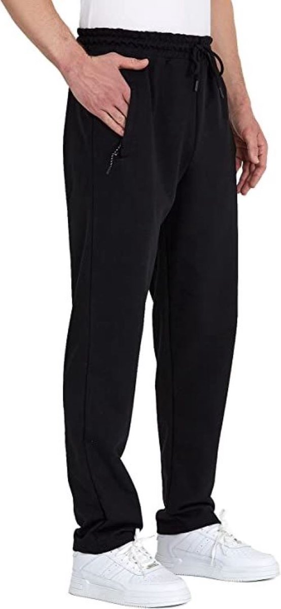 Comeor Joggingbroek heren met rits - Zwart - L - trainingsbroek heren met rits - Lange sportbroek