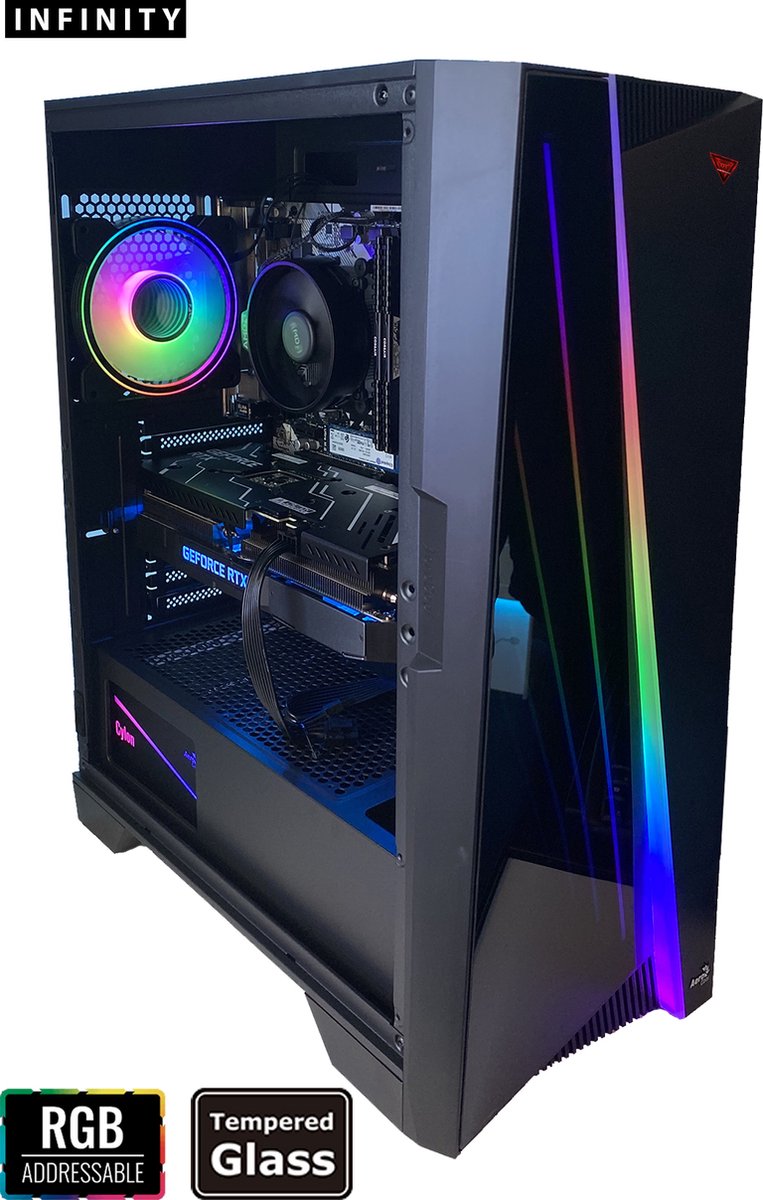 Ultra High-End Game PC INFINITY - Ryzen 7 5800X - RTX 3080 - 32 GB DDR4 RGB - 1000GB NVME SSD - Windows 10/11 Pro - Wifi - RGB cooling (Speelt alle nieuwe games perfect op ultra high settings)