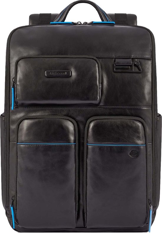 Piquadro Blue Square Computer Backpack With iPad Pro black