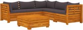 vidaXL Ensemble de salon - Bois d'acacia - Gris foncé - 68x68x60 cm - Coussins inclus - Ensemble de jardin