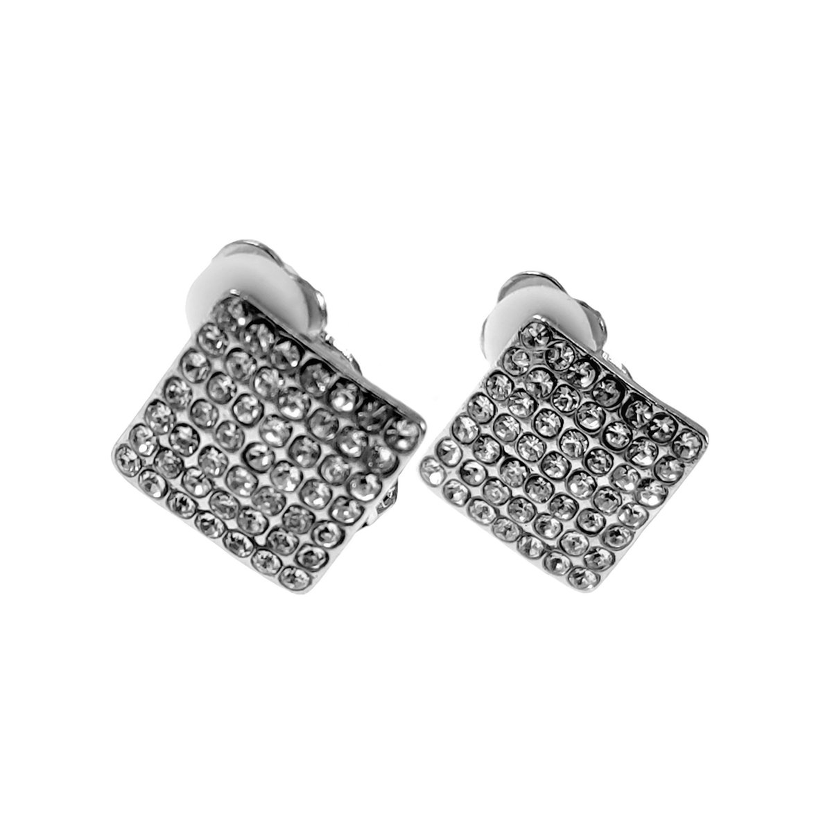 Clip-on Oorbellen met Strass - Ruit Oorclips - Oorbellen Dames