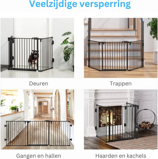 HOMCOM vuurvonkbescherming, 3 panelen, inklapbaar, flexibel, metaal