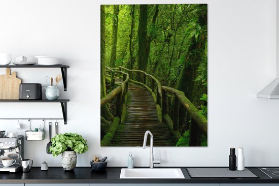 Toile - Peinture - Forêt - Arbres - Jungle - Chemin - Décoration murale Murale - Toile - 90x120 cm