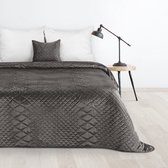 Oneiro’s luxe LUIZ Beddensprei Donkergrijs- 170x210 cm – bedsprei 2 persoons - donkergrijs – beddengoed – slaapkamer – spreien – dekens – wonen – slapen