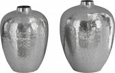 Elegante vazen set van 2 ORIENTAAL 32 cm zilver in rijsthamerontwerp - 41531