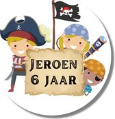 Piraten Traktatie Stickers Naam Leeftijd - Verjaardag - Piraat - 20 stuks - 4 cm