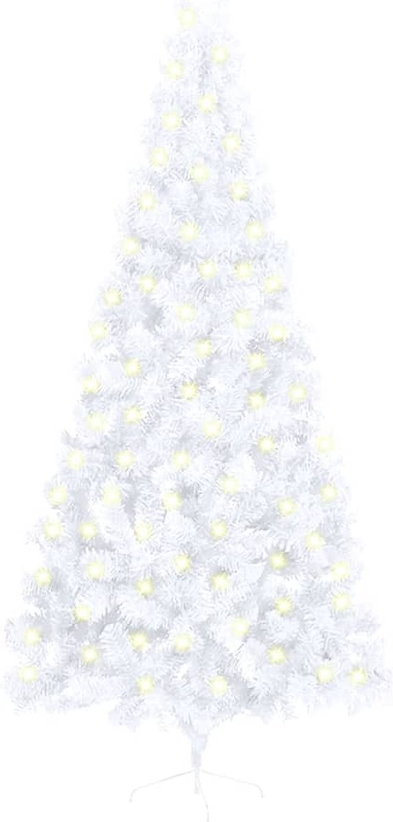 Prolenta Premium - Kunstkerstboom met LED's en standaard half 240 cm PVC wit