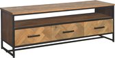 Teaked - TV-meubel - 150cm - 3 deuren - 1 nis - teakhout - gecoat staal