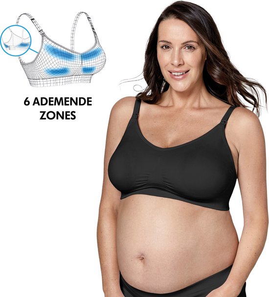 Medela Keep Cool Ultra bh - Naadloze voedingsbh - Zwangerschapsbh met 6 ademende zones - Soft Touchmateriaal - Comfortabel en ondersteunend - Zwart - L - Medela