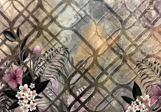 Papier peint photo Peint Intissé - Fleurs et Plantes sur Ornement - 208 x 146 cm